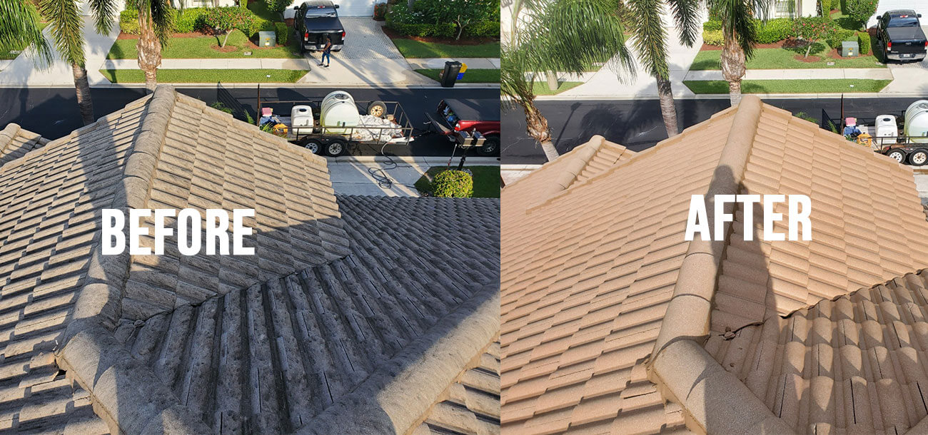 Delray Beach Roof Before and After roof cleaning