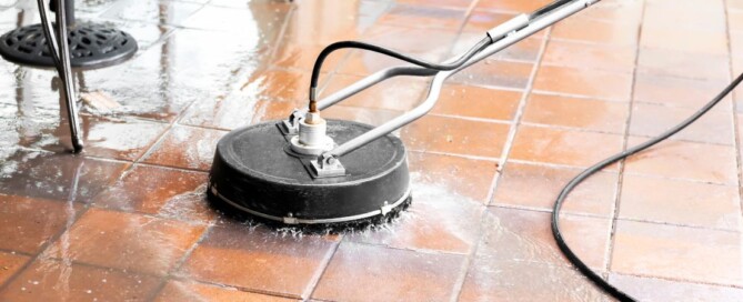 Cleaning a dirty patio surface